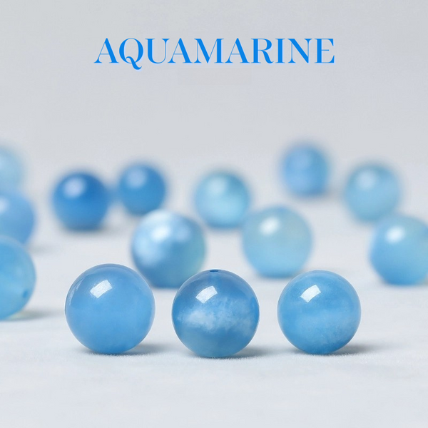 FanLin Old Mine Aquamarine Gemstone Round Beads For Jewelry Making