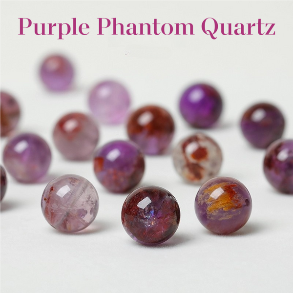 FanLin Ghost Amethyst Natural Gemstones Round Loose Beads For Jewelry Making ﻿