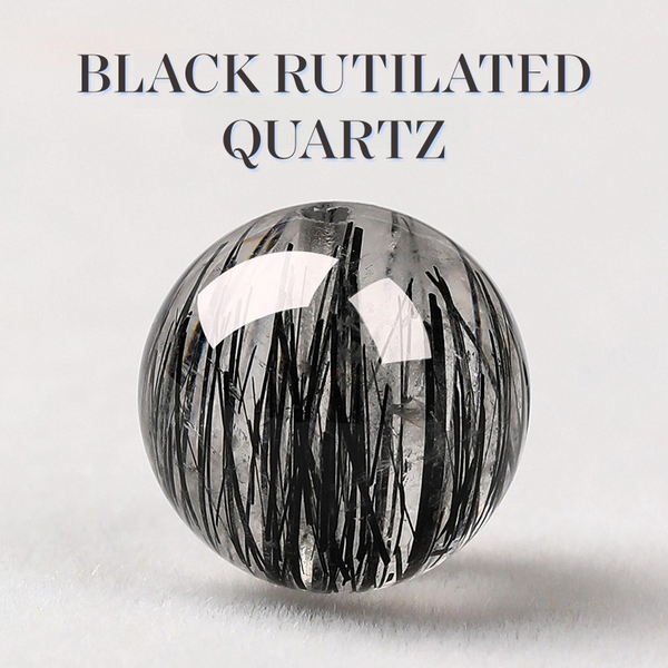 Natural 7A Grade Black Rutilated Quartz Round Beads For Jewelry Making