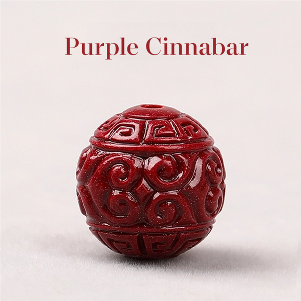 FanLin Natural Ripple Purple Cinnabar Gemstone Round Beads For Jewelry Making