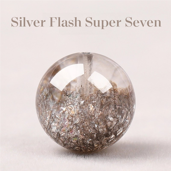 Natural Silver Flash Super Seven Crystal Round Spacer Loose Beads Strand