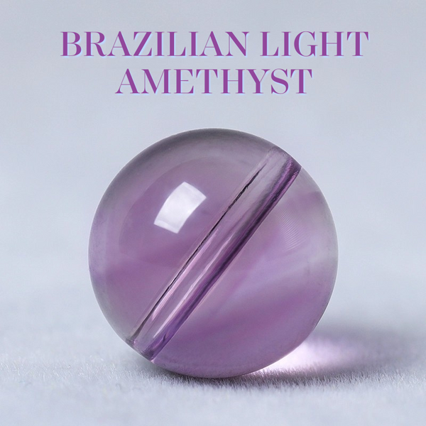 FanLin Brazilian Light Amethyst Natural Gemstones Round Loose Beads For Jewelry Making ﻿