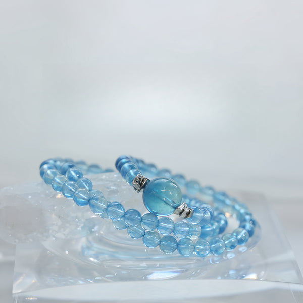 FanLin Designer "Ocean Heart" Series Natural Brazilian Collector-Grade Aquamarine Triple-Strand Bracelet-FanLin