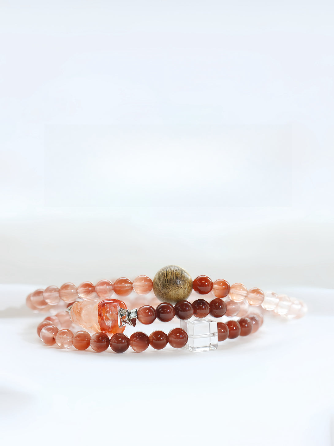 Designer Collector-Grade Rare Gradient Red Rabbit Hair & Red Inclusion Quartz "Pi Xiu" Clear Quartz Bracelet-FanLin