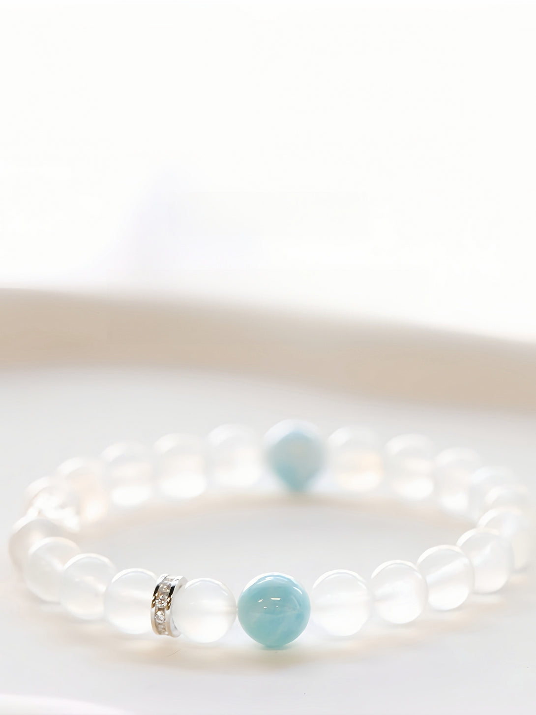 FanLin Designer "Archangel" Moonstone & Larimar Natural Crystal Bracelet-FanLin