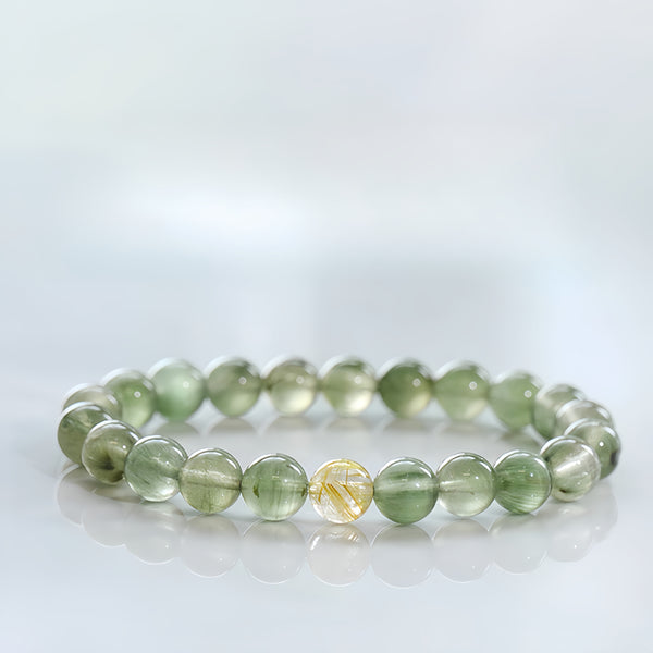 Designer Collector-Grade Natural Green Rutilated Quartz & Golden Rutilated Quartz Bracelet-FanLin