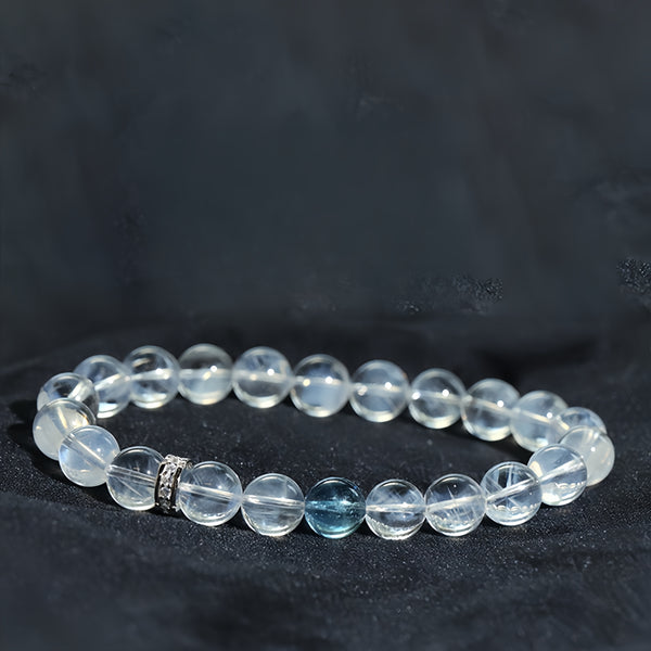 Museum-Grade Designer "Angel Wings" Natural Blue Needle Quartz & Brazilian Devil's Aquamarine Women's Bracelet-FanLin