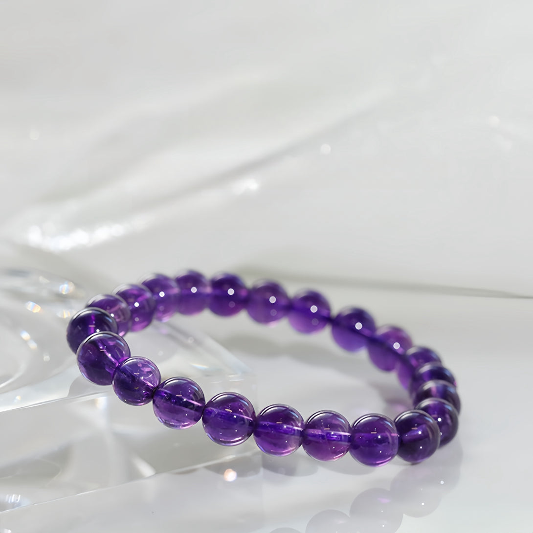 FanLin Premium Uruguay Amethyst Healing Bracelet 8MM 10MM 12MM-FanLin