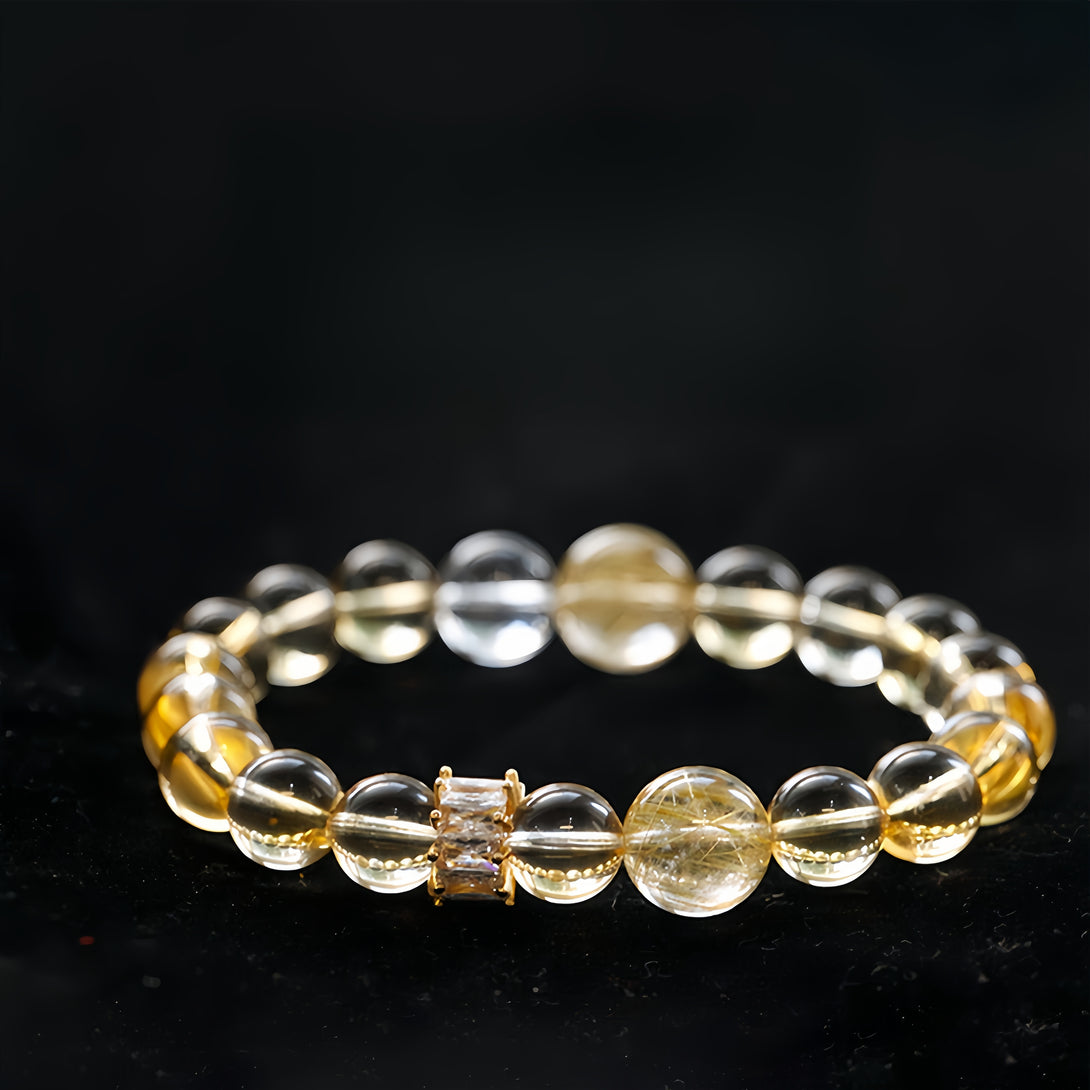 FanLin Designer Natural Rutilated Quartz & Citrine Bracelet-FanLin