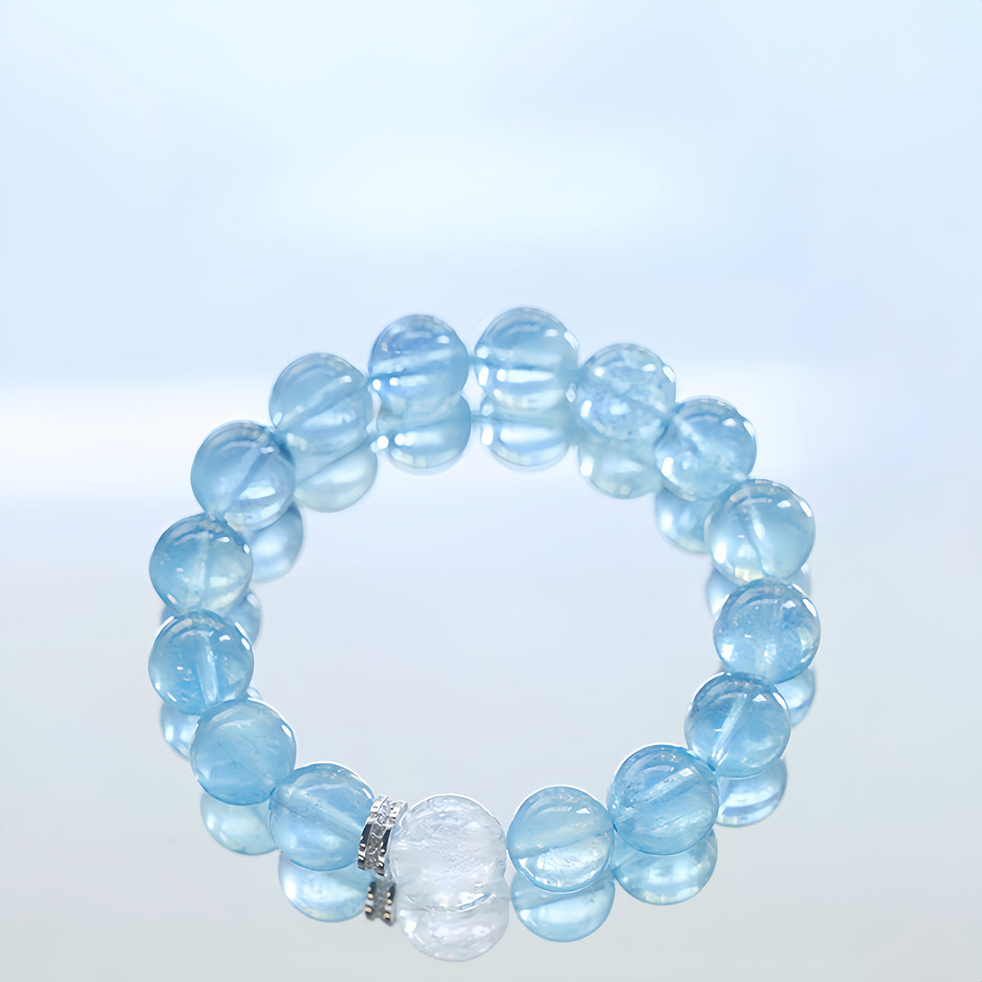 FanLin Designer Natural Brazilian Vintage Aquamarine & Clear Quartz Bracelet-FanLin