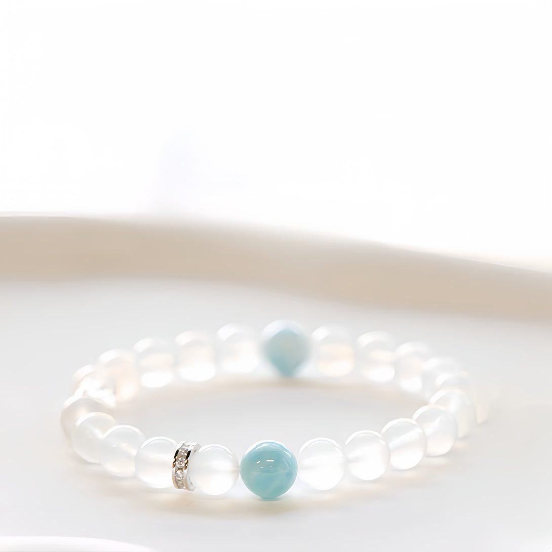 FanLin Designer "Archangel" Moonstone & Larimar Natural Crystal Bracelet-FanLin