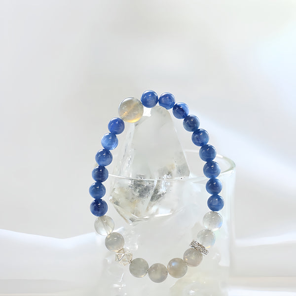 FanLin Designer Collector-Grade Natural Kyanite & Gray Labradorite Bracelet-FanLin