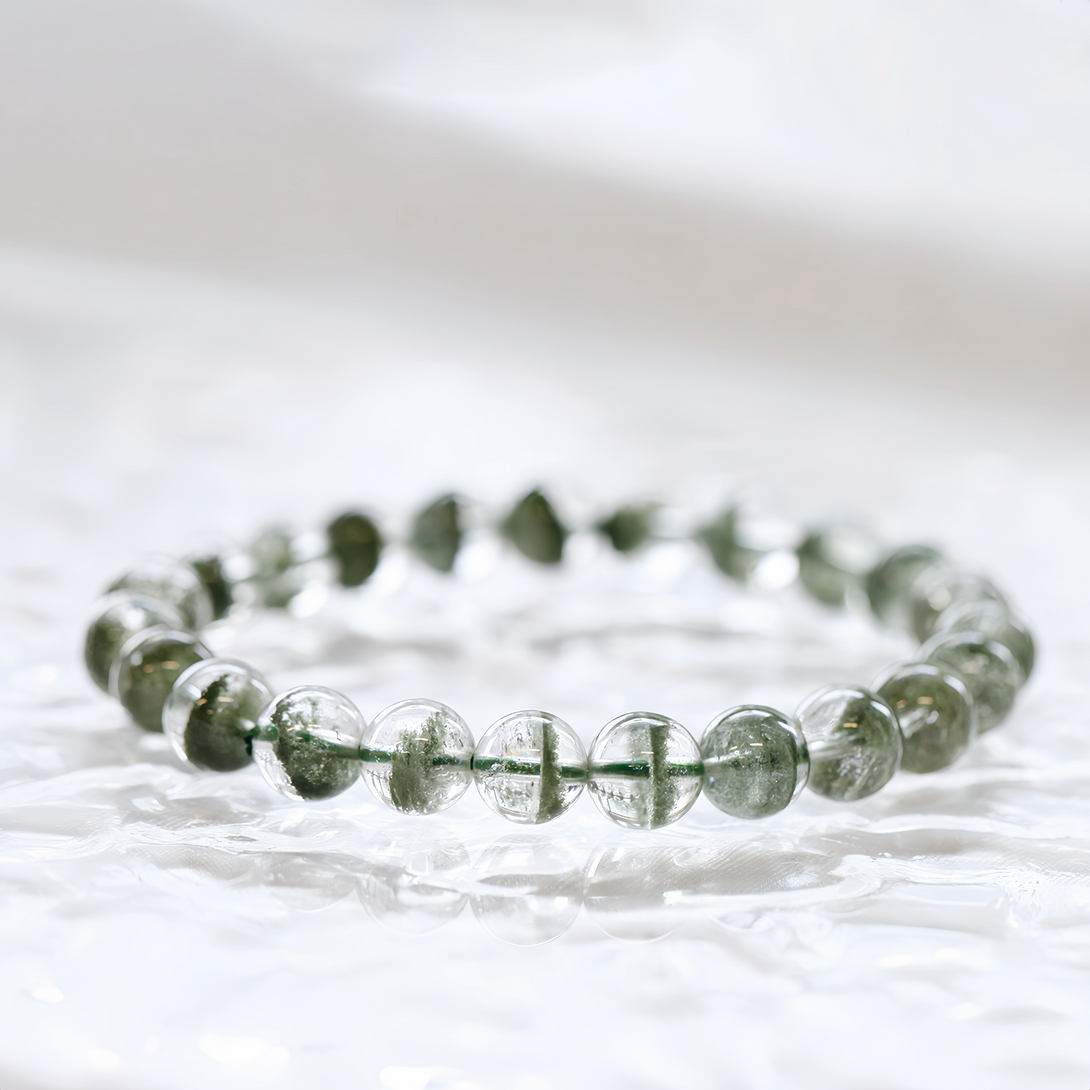 FanLin Green Phantom "Money Bowl" Crystal Healing Bracelet 8mm 10mm 12mm-FanLin