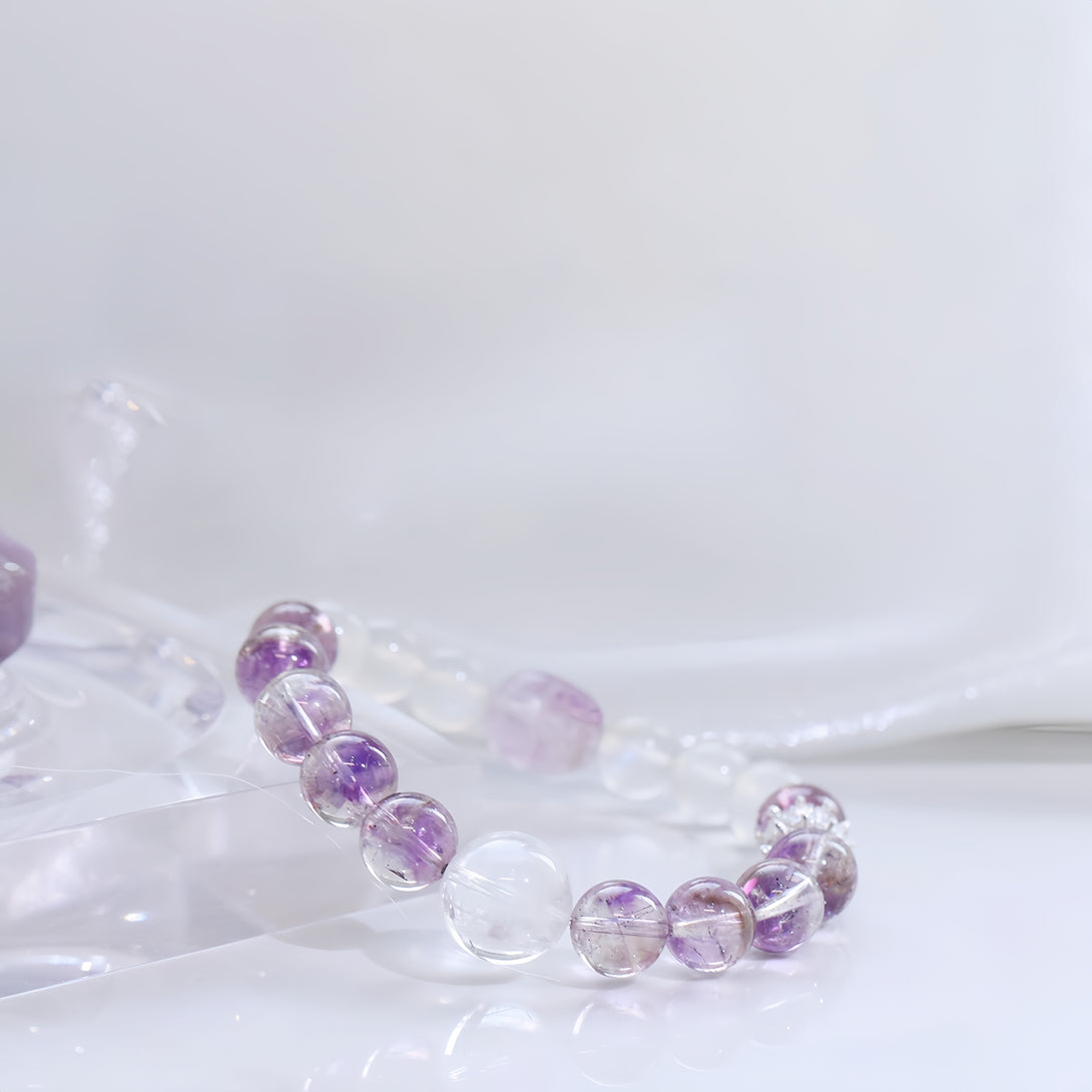 FanLin Designer Purple Super Seven, Moonstone & White Phantom Quartz "Pi Xiu" Bracelet for the Year of Nine Purple Fire-FanLin