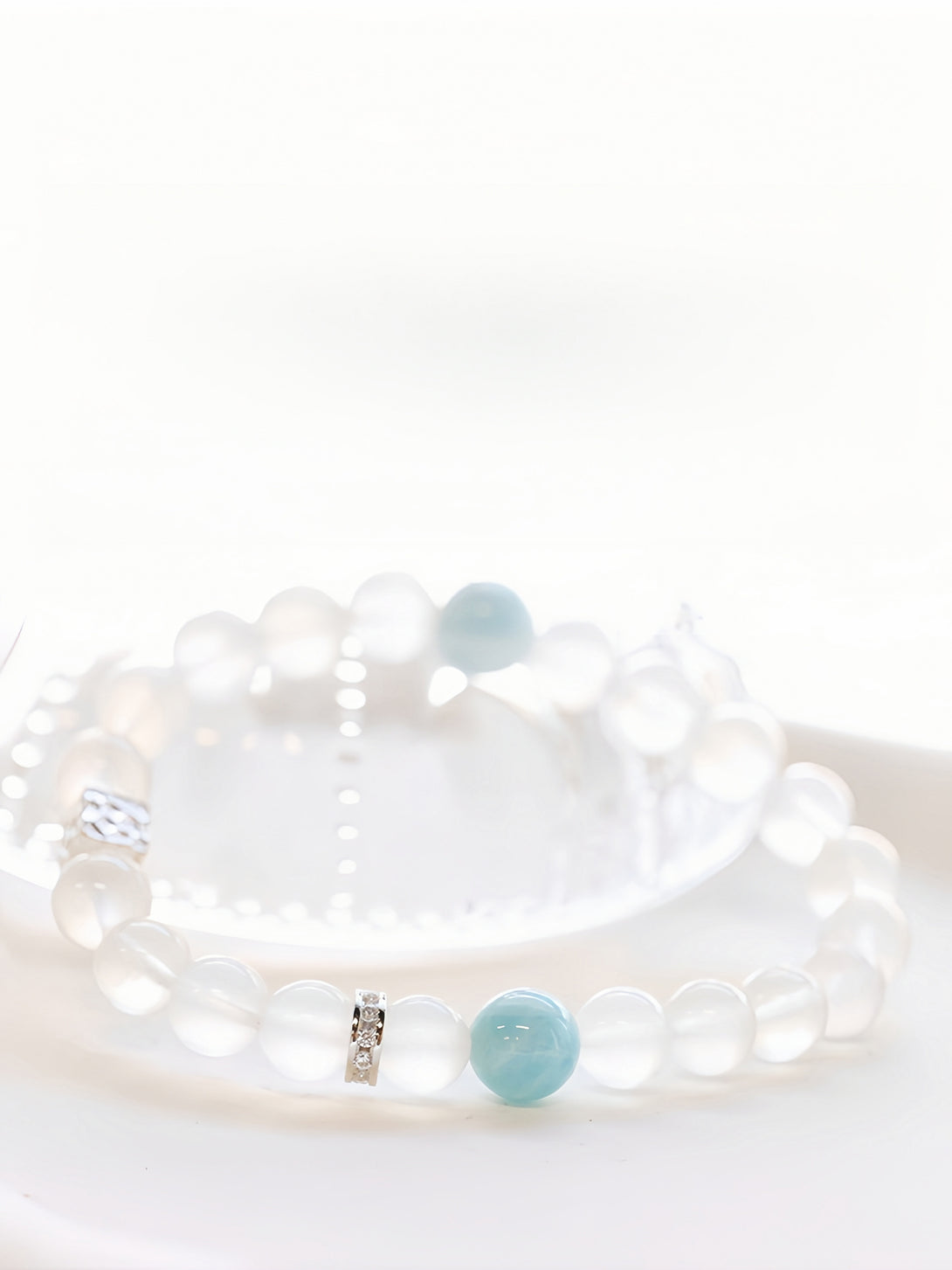 FanLin Designer "Archangel" Moonstone & Larimar Natural Crystal Bracelet-FanLin