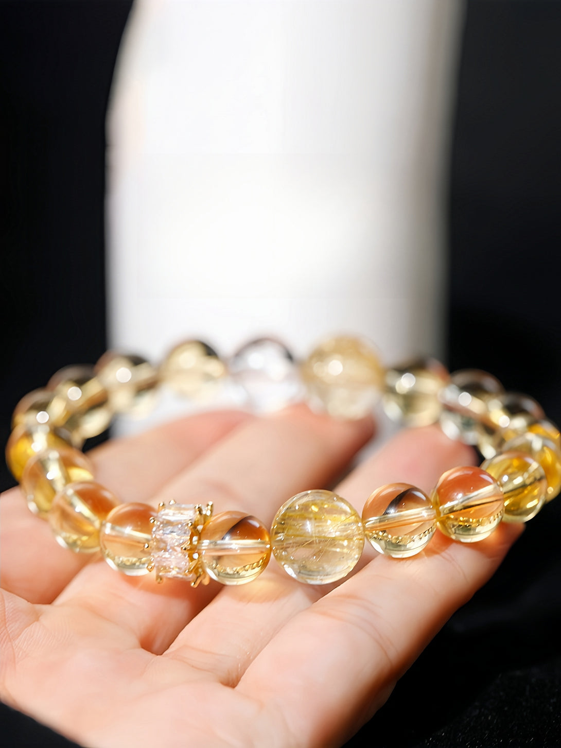 FanLin Designer Natural Rutilated Quartz & Citrine Bracelet-FanLin