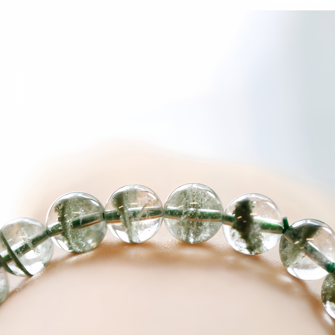 FanLin Green Phantom "Money Bowl" Crystal Healing Bracelet 8mm 10mm 12mm-FanLin