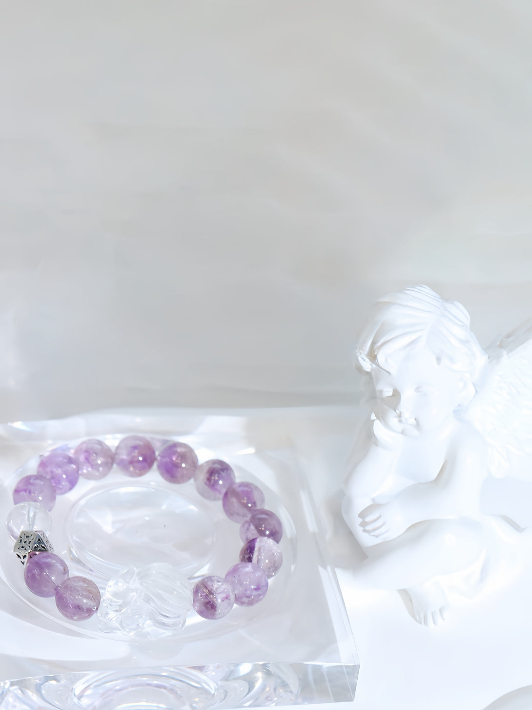 FanLin Designer Natural Clear Quartz &amp; Aurora Amethyst "Nine-Tailed Fox" Bracelet for the Year of Nine Purple Fire-FanLin