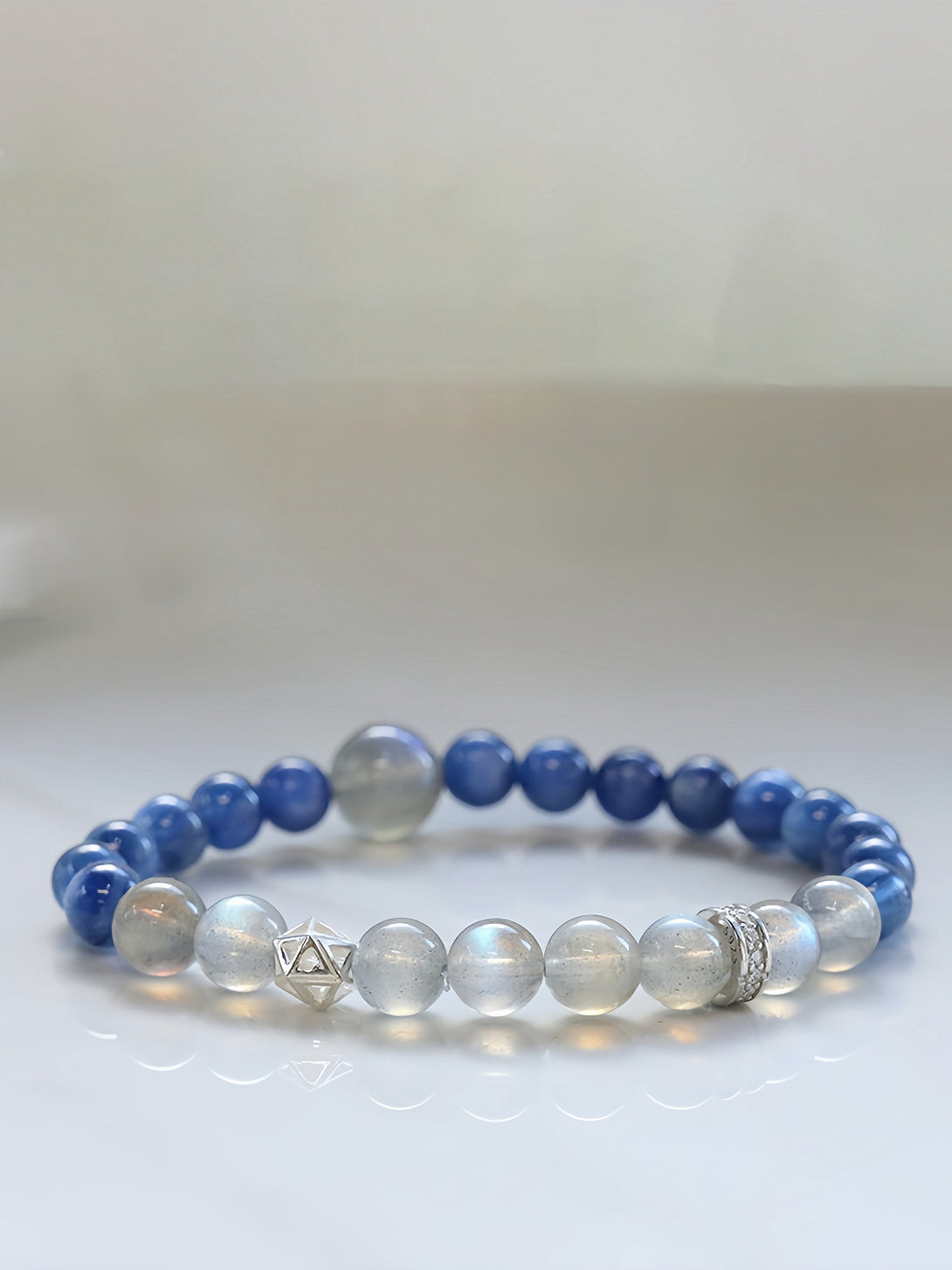 FanLin Designer Collector-Grade Natural Kyanite & Gray Labradorite Bracelet-FanLin