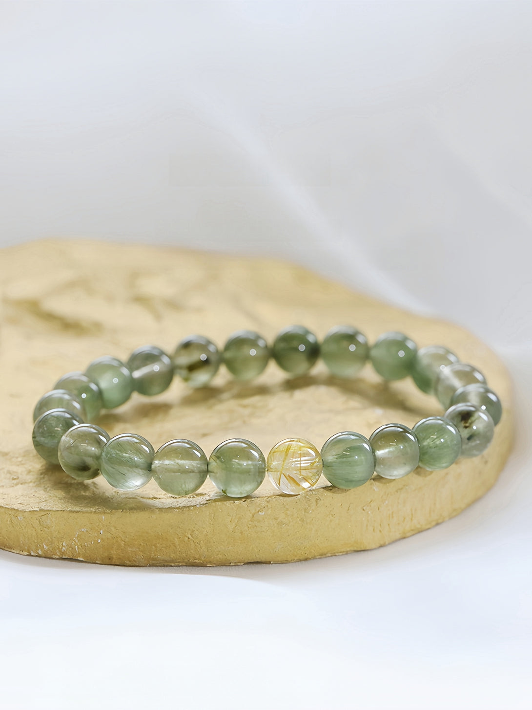 Designer Collector-Grade Natural Green Rutilated Quartz & Golden Rutilated Quartz Bracelet-FanLin