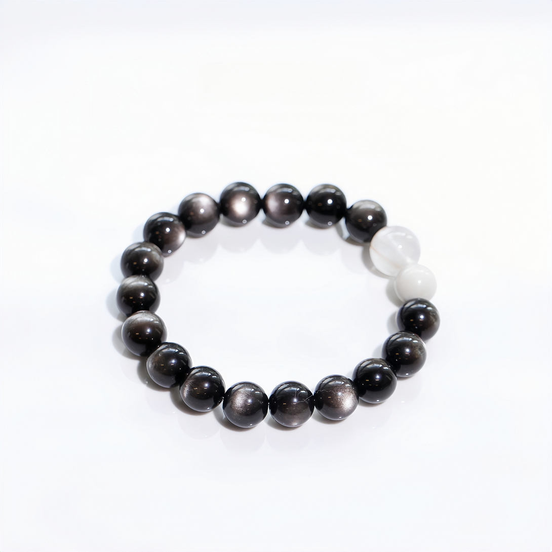 FanLin Designer Collector-Grade Natural Cat's Eye Silver Sheen Obsidian Bracelet-FanLin