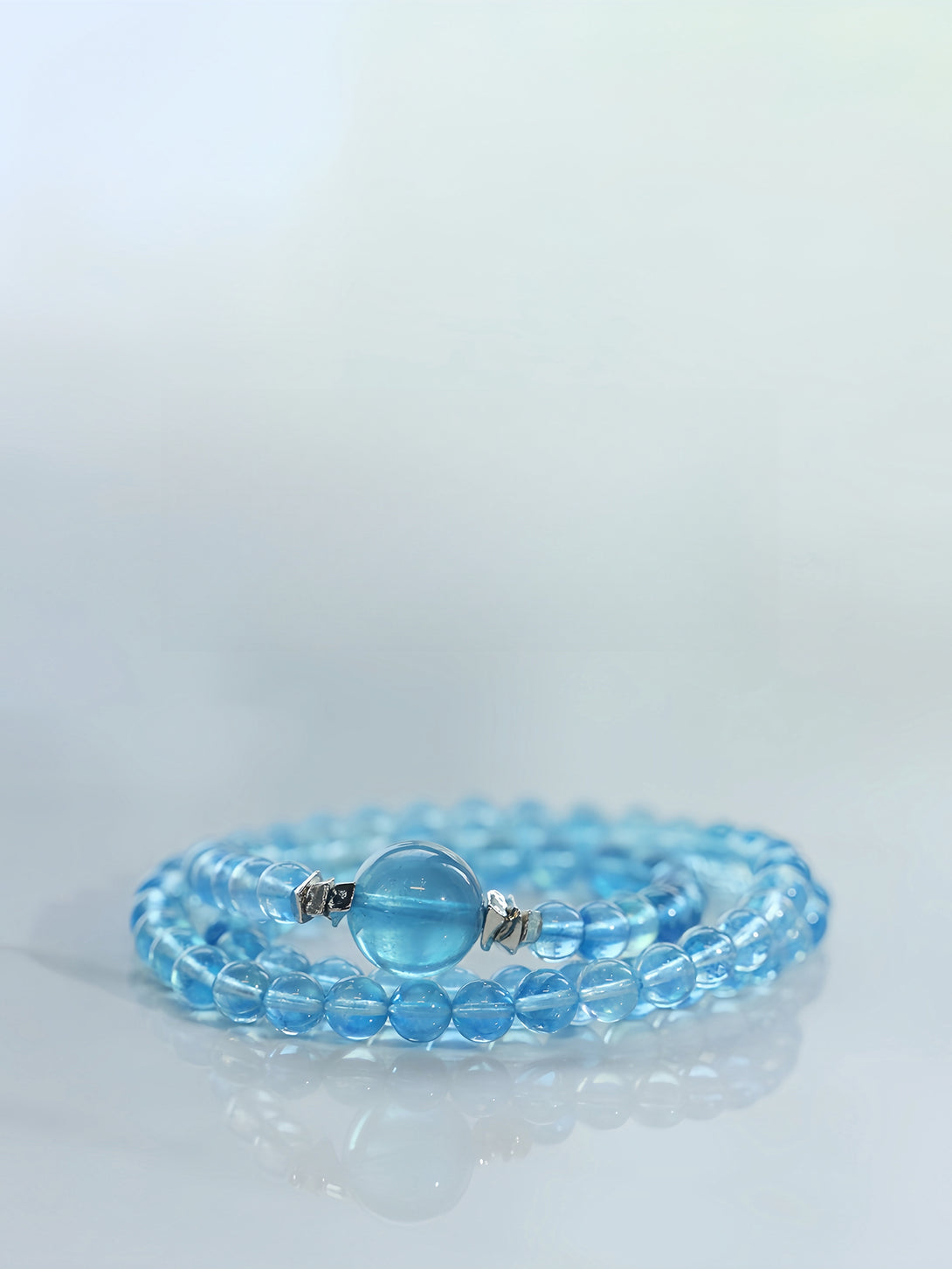 FanLin Designer "Ocean Heart" Series Natural Brazilian Collector-Grade Aquamarine Triple-Strand Bracelet-FanLin