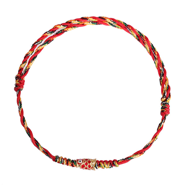 Couple - style Colorful Lucky Koi - themed Braided Red Wristbands