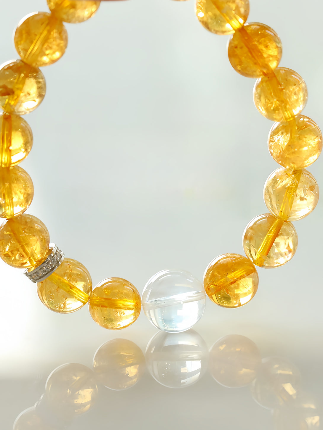 FanLin Designer Natural Yellow Azeztulite Crystal Bracelet  10MM-FanLin