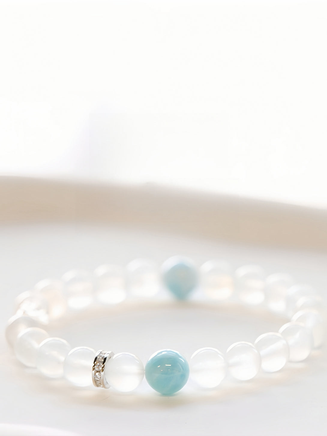 FanLin Designer "Archangel" Moonstone & Larimar Natural Crystal Bracelet-FanLin