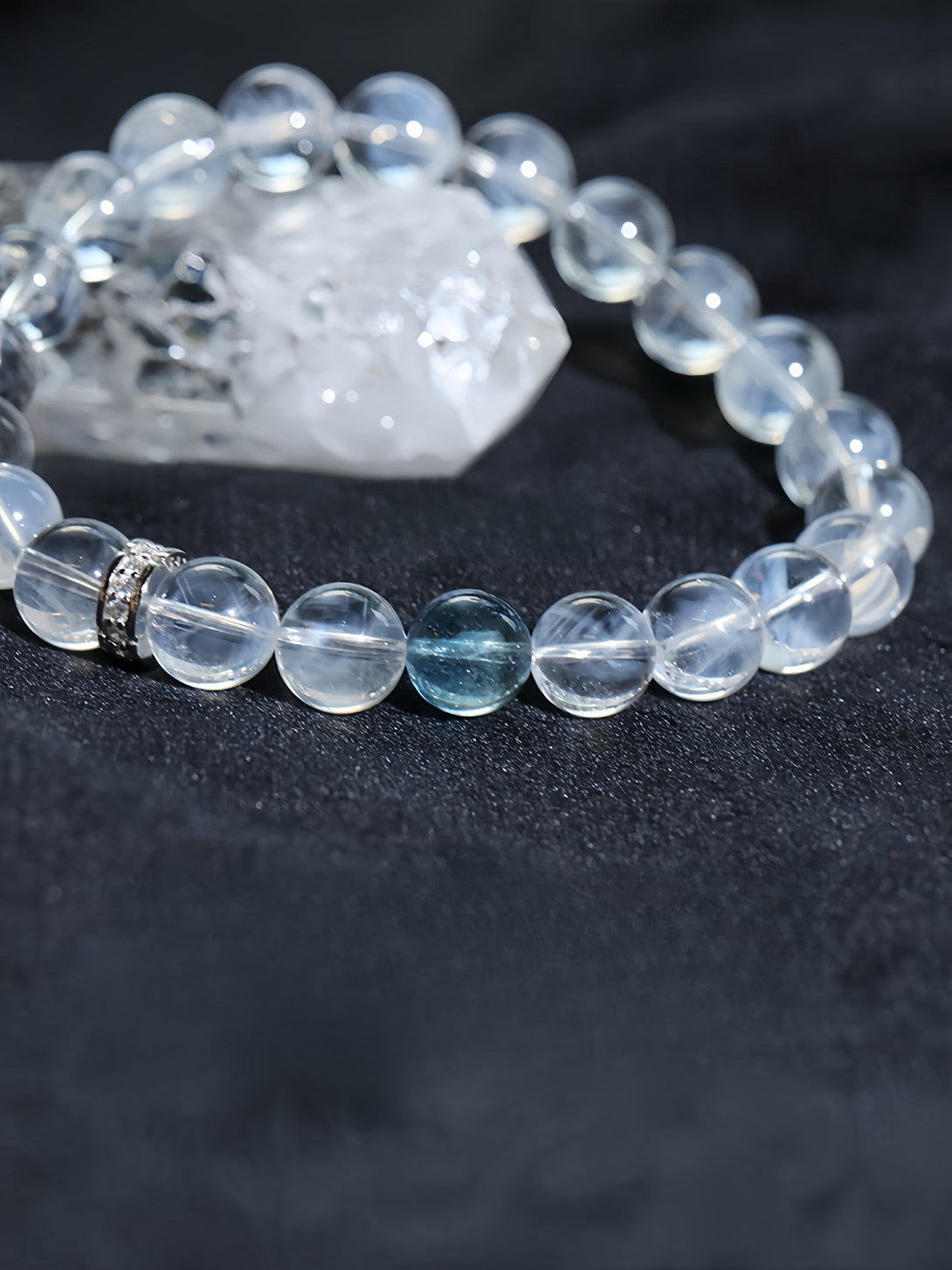 Museum-Grade Designer "Angel Wings" Natural Blue Needle Quartz & Brazilian Devil's Aquamarine Women's Bracelet-FanLin