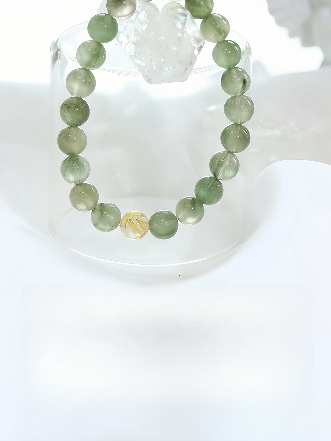 Designer Collector-Grade Natural Green Rutilated Quartz & Golden Rutilated Quartz Bracelet-FanLin