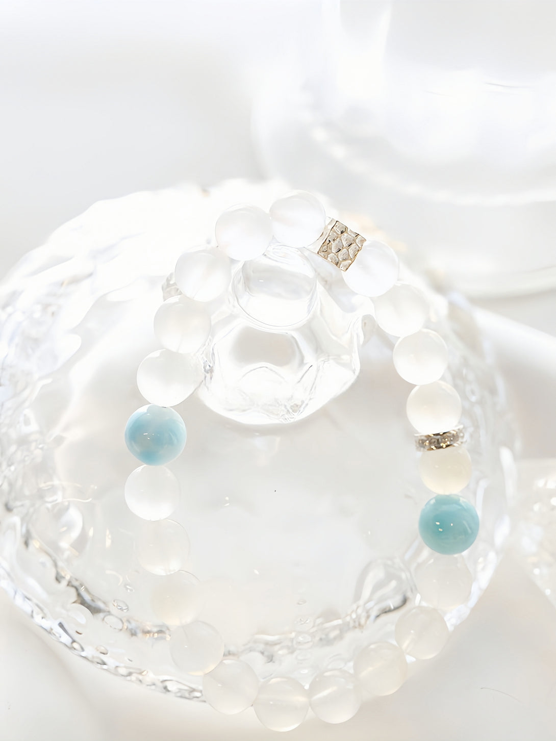 FanLin Designer "Archangel" Moonstone & Larimar Natural Crystal Bracelet-FanLin