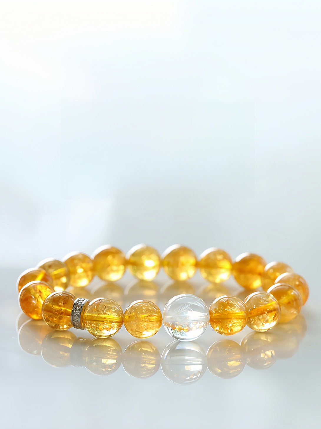 FanLin Designer Natural Yellow Azeztulite Crystal Bracelet  10MM-FanLin