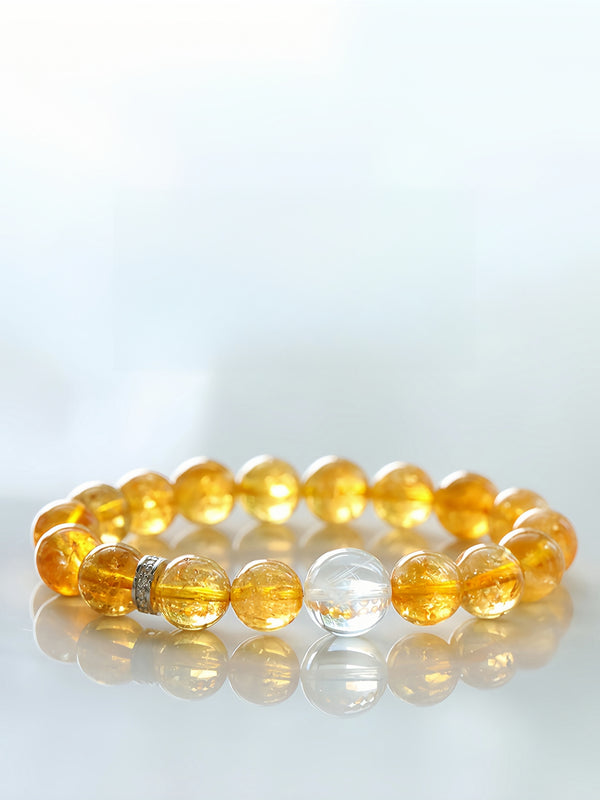 FanLin Designer Natural Yellow Azeztulite Crystal Bracelet  10MM-FanLin