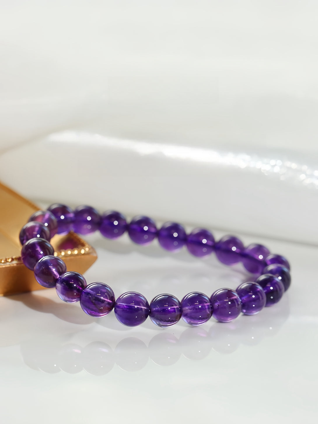 FanLin Premium Uruguay Amethyst Healing Bracelet 8MM 10MM 12MM-FanLin