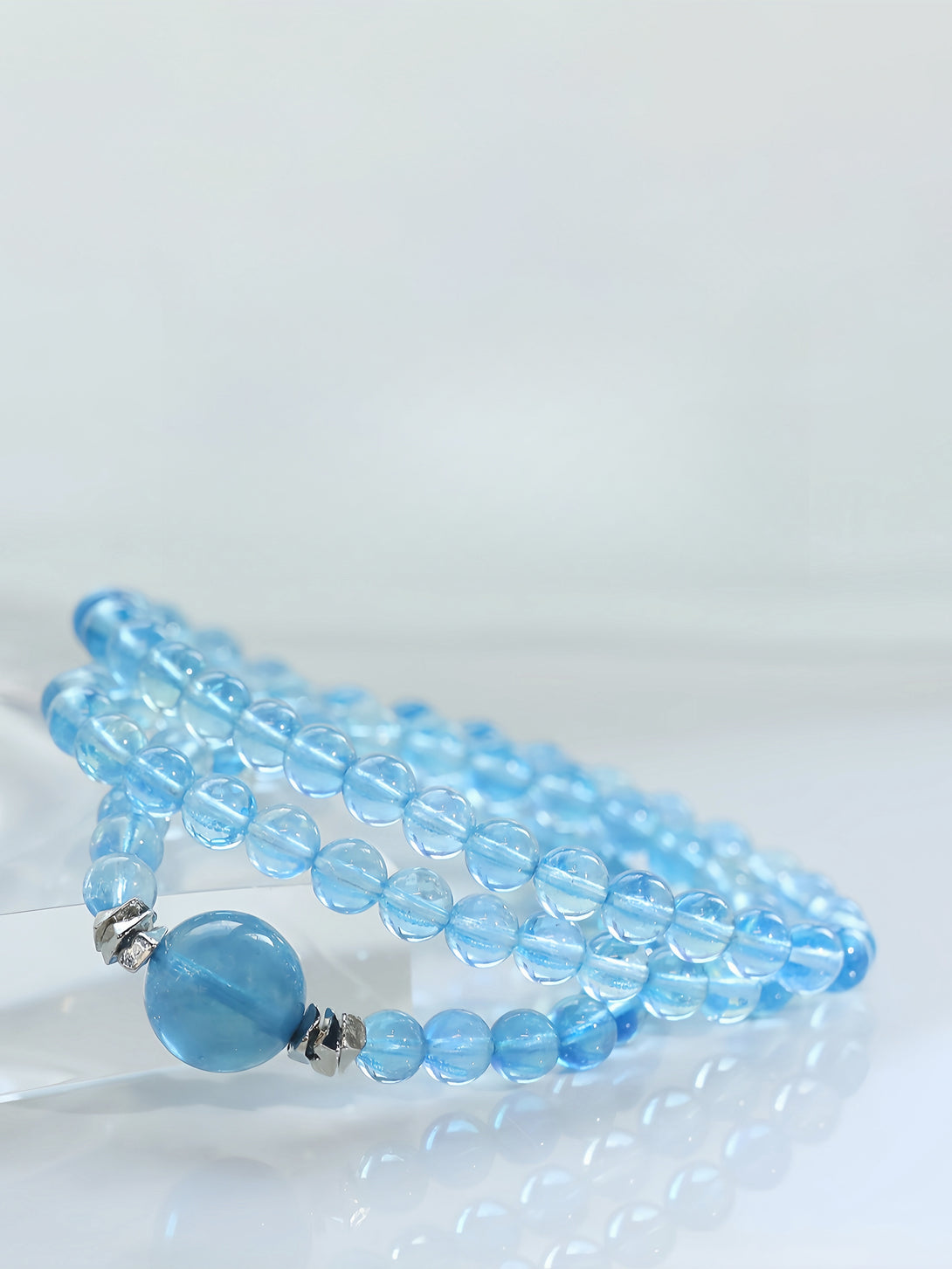 FanLin Designer "Ocean Heart" Series Natural Brazilian Collector-Grade Aquamarine Triple-Strand Bracelet-FanLin