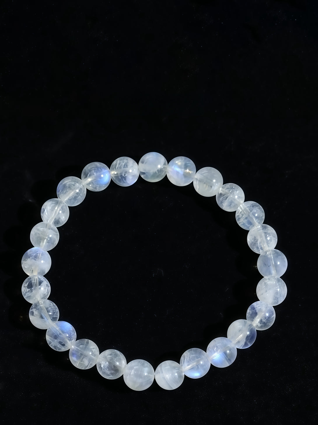 Collector-Grade Natural India Near-Glass Body Moonstone Bracelet with Strong Blue Flash-FanLin