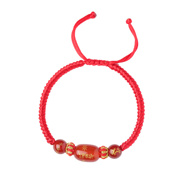 Hand - knitted Red Rope with Agate for the Zodiac Year of the Snake in 2025