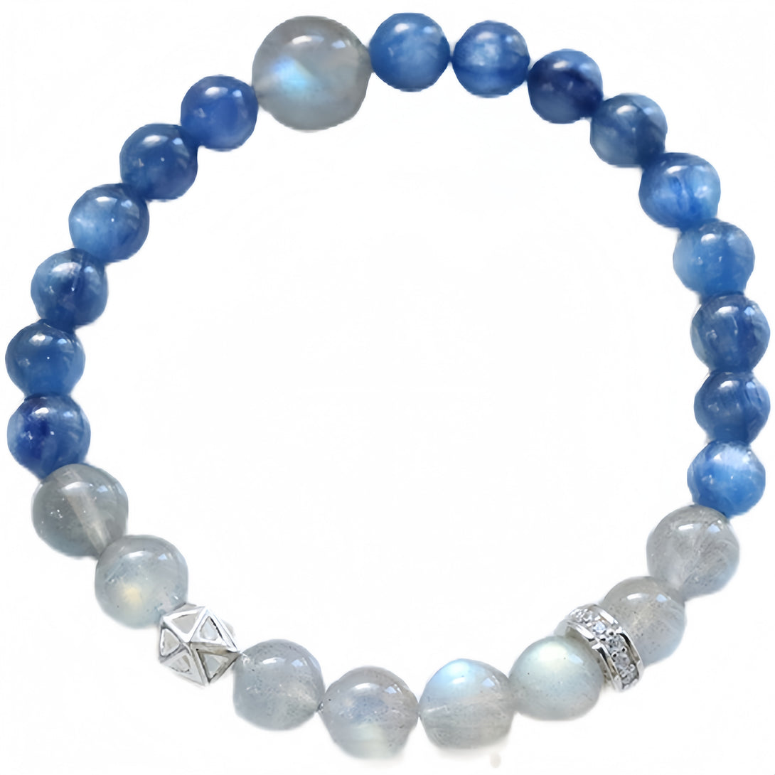 FanLin Designer Collector-Grade Natural Kyanite & Gray Labradorite Bracelet-FanLin