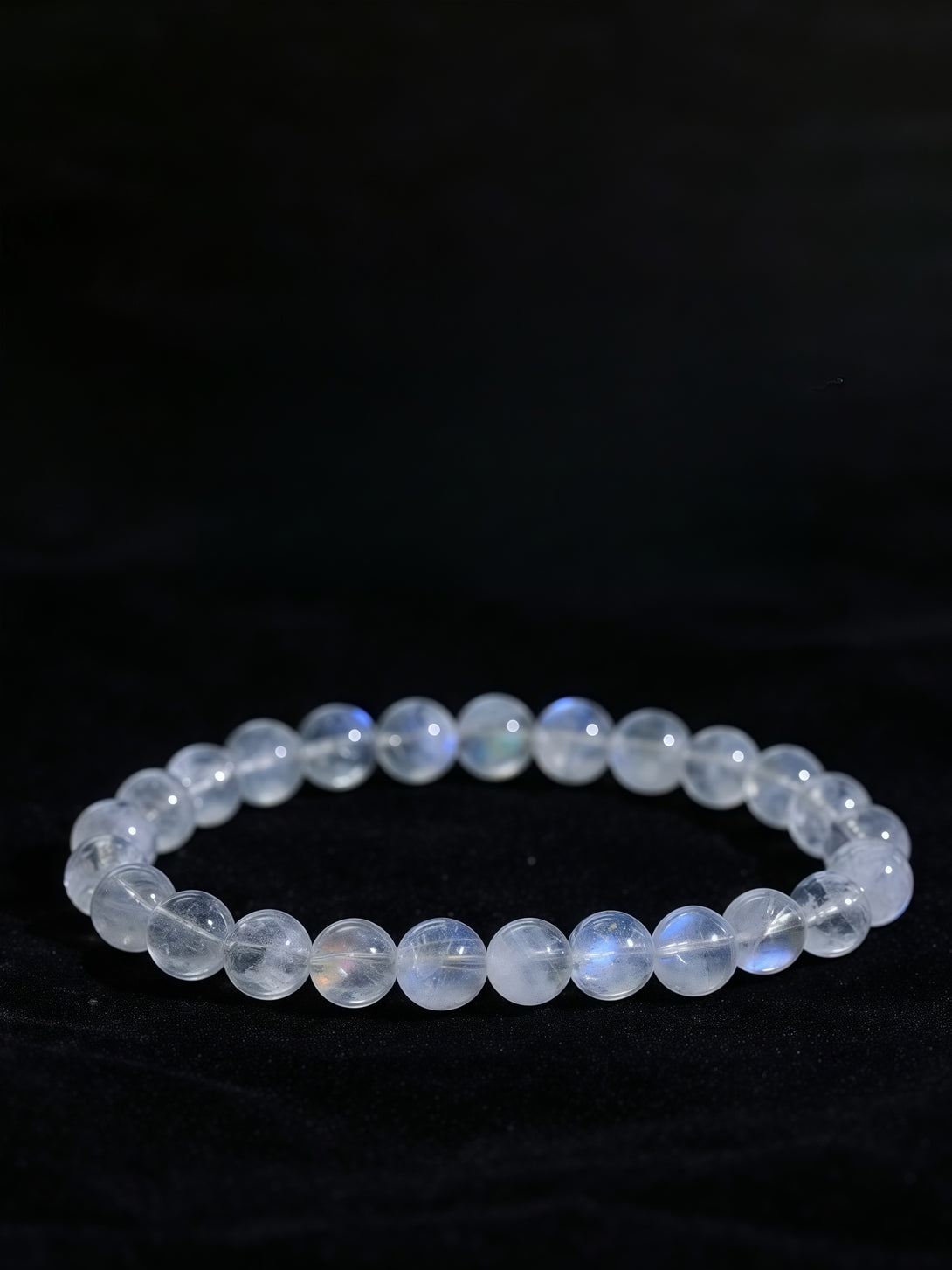 Collector-Grade Natural India Near-Glass Body Moonstone Bracelet with Strong Blue Flash-FanLin