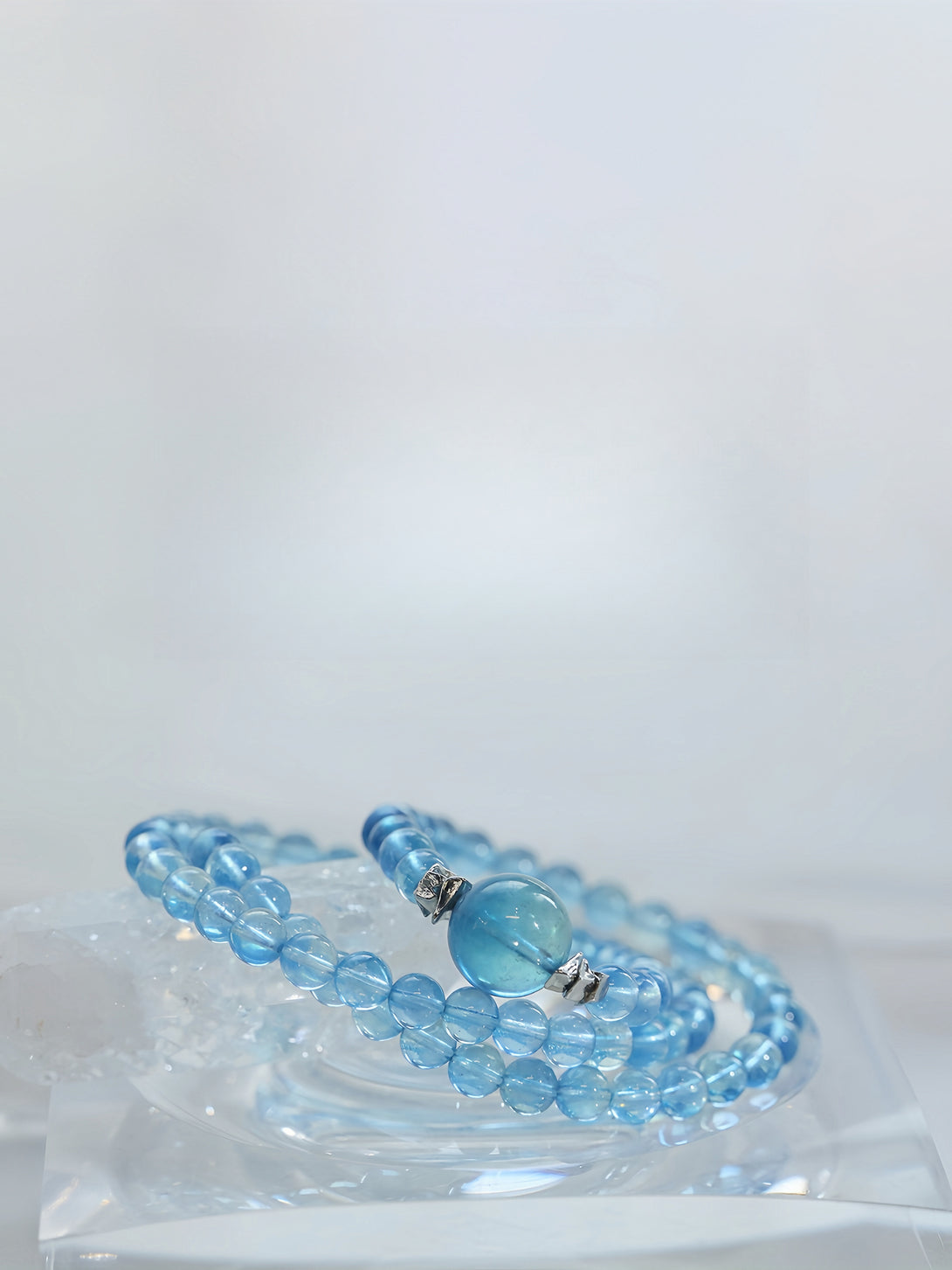 FanLin Designer "Ocean Heart" Series Natural Brazilian Collector-Grade Aquamarine Triple-Strand Bracelet-FanLin