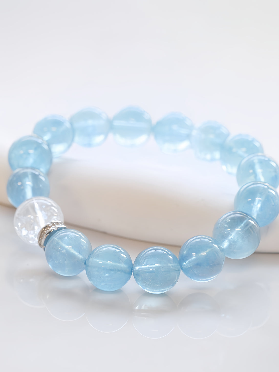 FanLin Designer Natural Brazilian Vintage Aquamarine & Clear Quartz Bracelet-FanLin