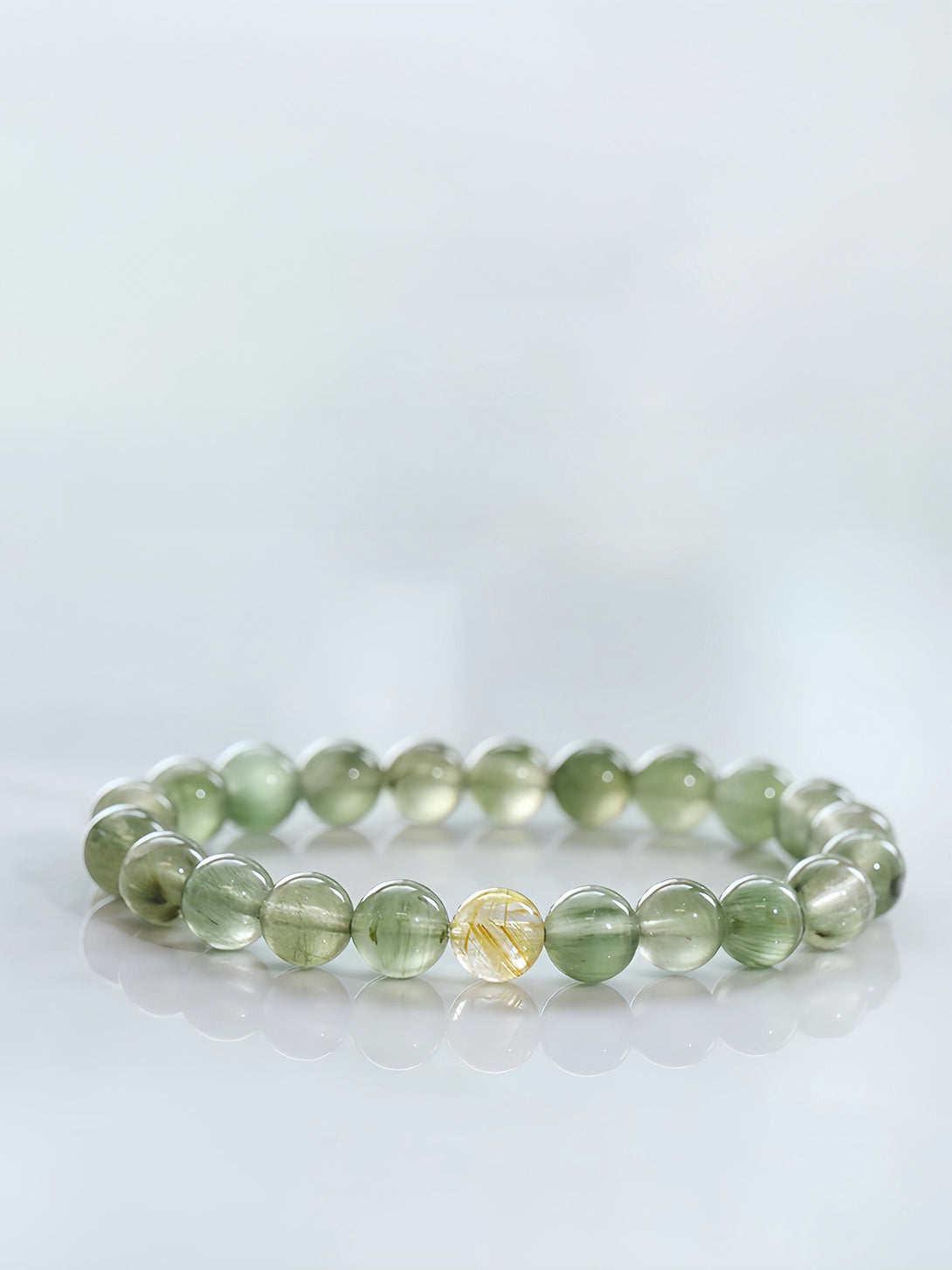 Designer Collector-Grade Natural Green Rutilated Quartz & Golden Rutilated Quartz Bracelet-FanLin