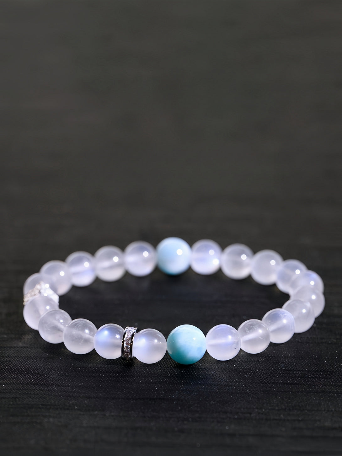 FanLin Designer "Archangel" Moonstone & Larimar Natural Crystal Bracelet-FanLin