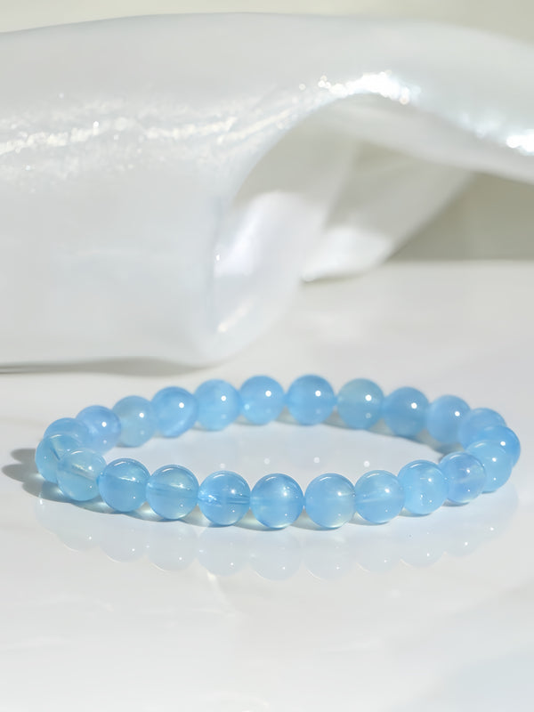 "Celestial Aurora" Natural High-Clarity Icy Star Silk & Cat's Eye Aquamarine Bracelet