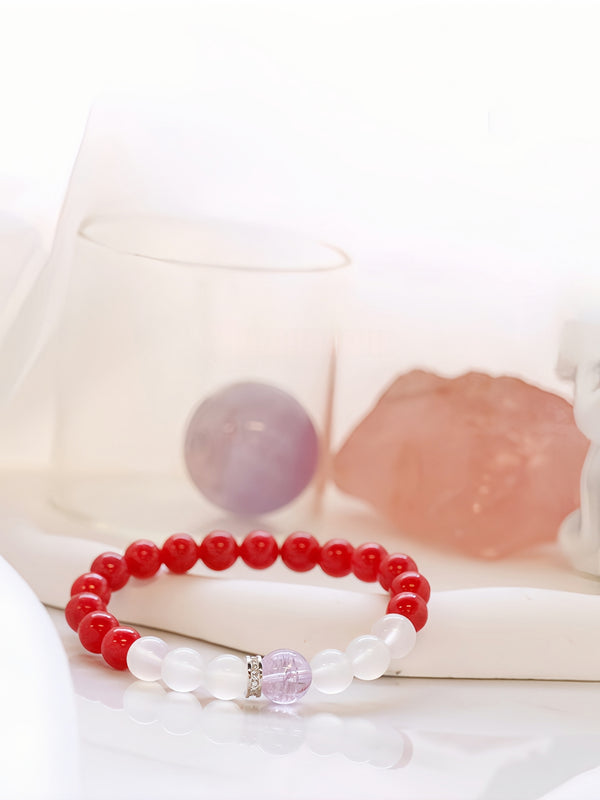 "Cupid's Arrow" Natural Rhodonite Crystal Bracelet