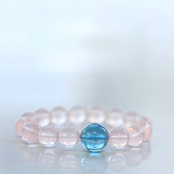 Mozambique Pink Quartz & Aquamarine Bracelet