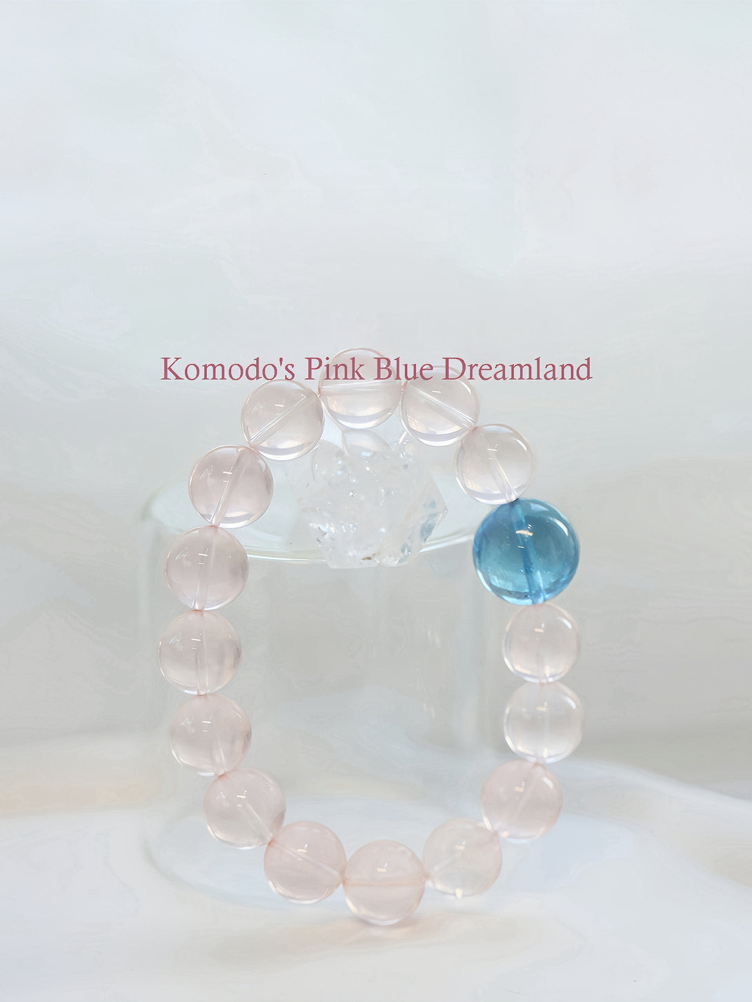 FanLin Designer Collector-Grade Natural Mozambique Pink Quartz & Aquamarine Bracelet-FanLin