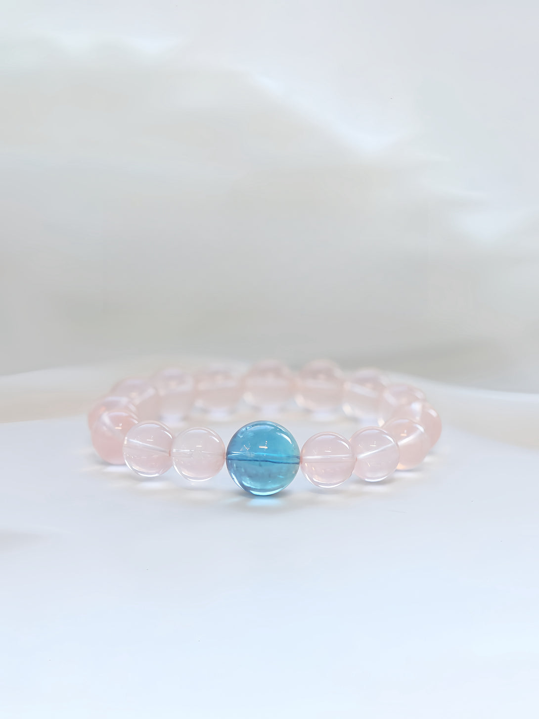 Natural Mozambique Pink Quartz & Aquamarine Bracelet-FanLin