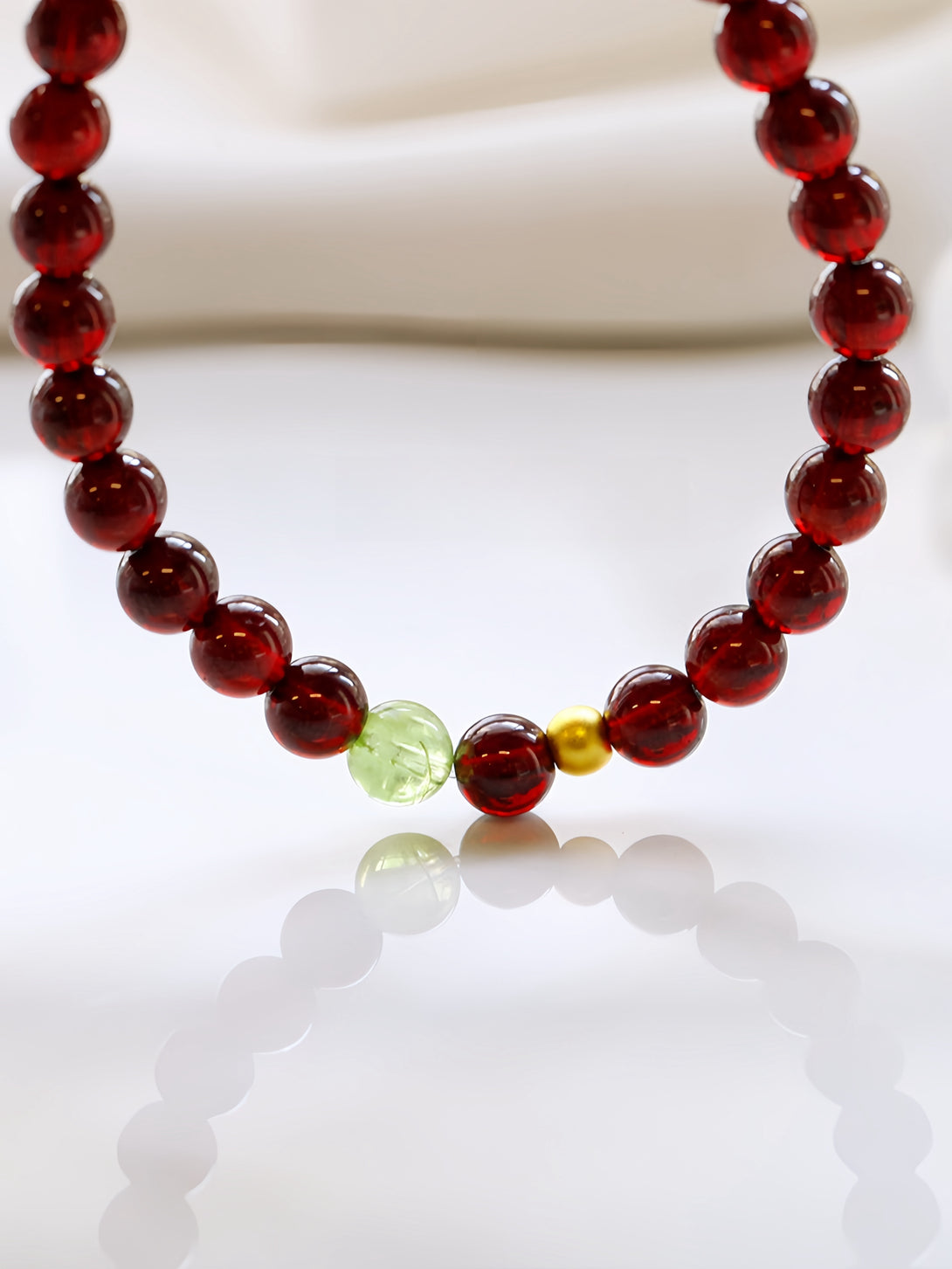 FanLin Designer Collector-Grade Natural Garnet & Prehnite Bracelet-FanLin